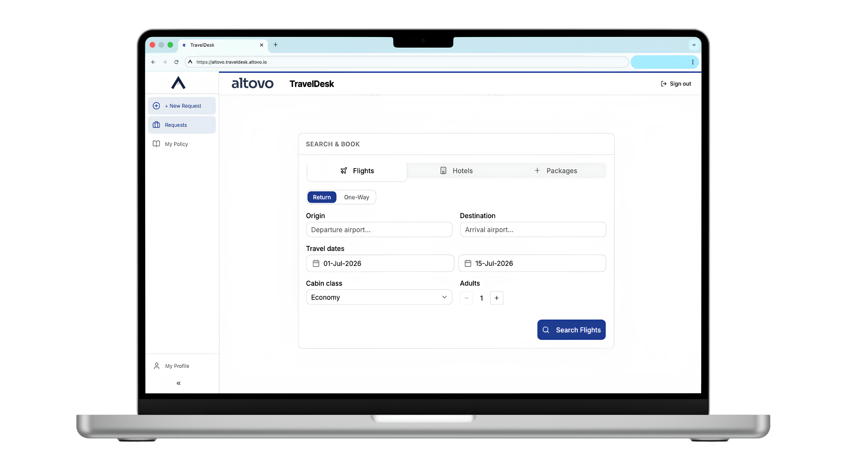 TravelDesk corporate portal