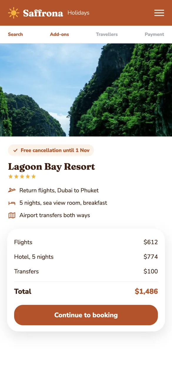 Package page on an example agency site