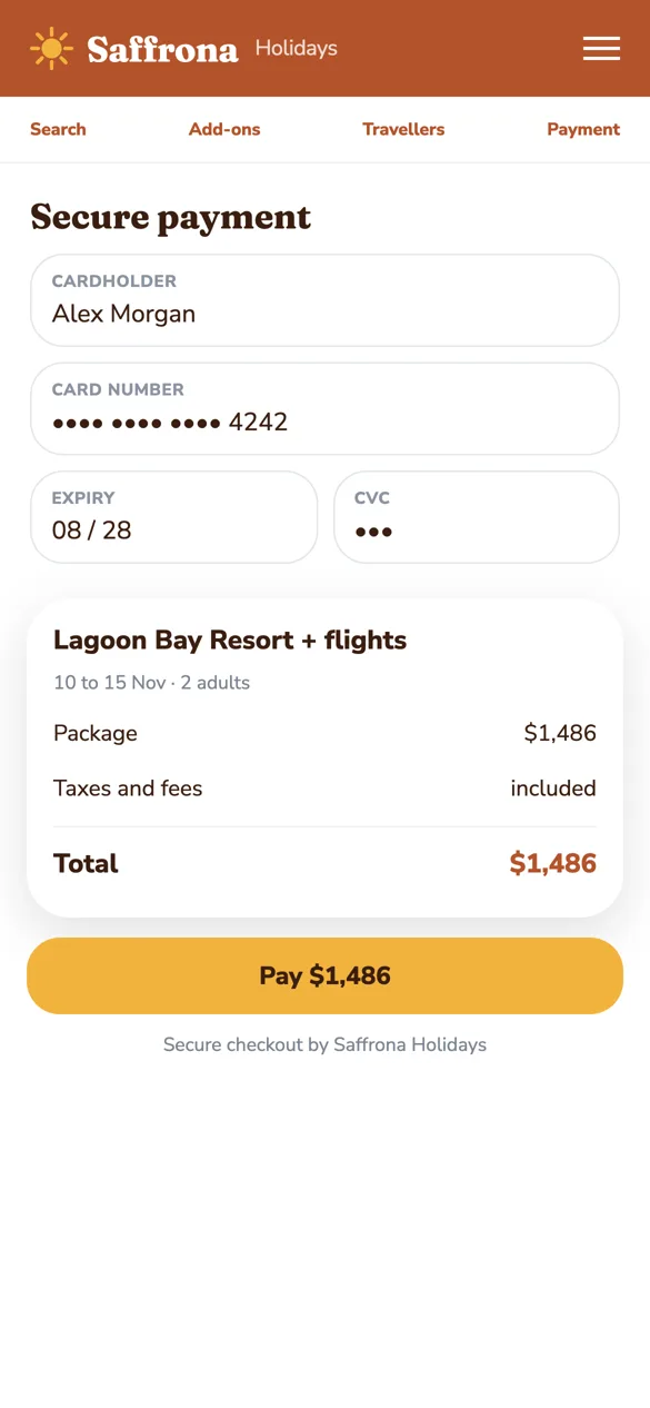 Checkout on an example agency site