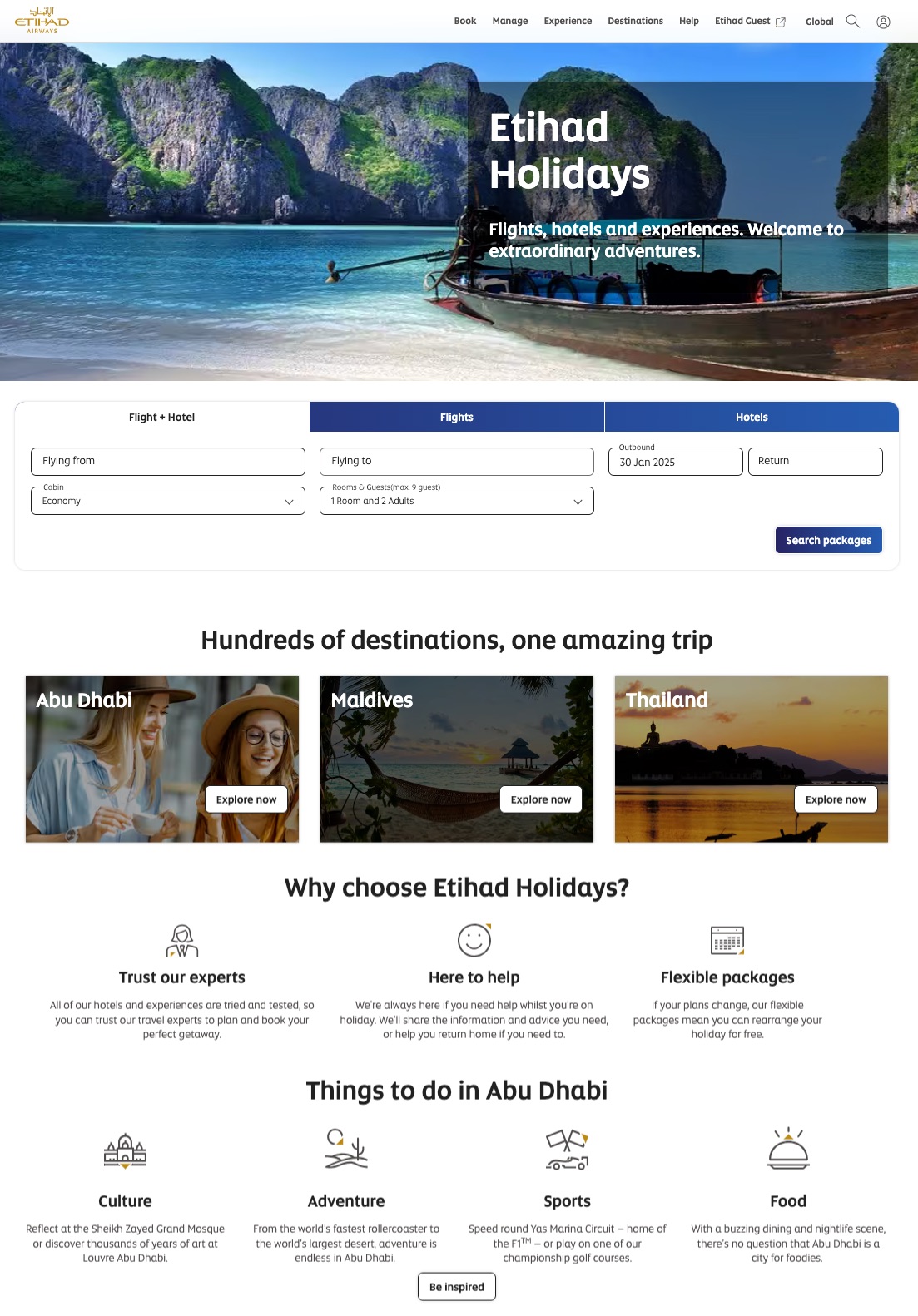Etihad Holidays branded booking platform