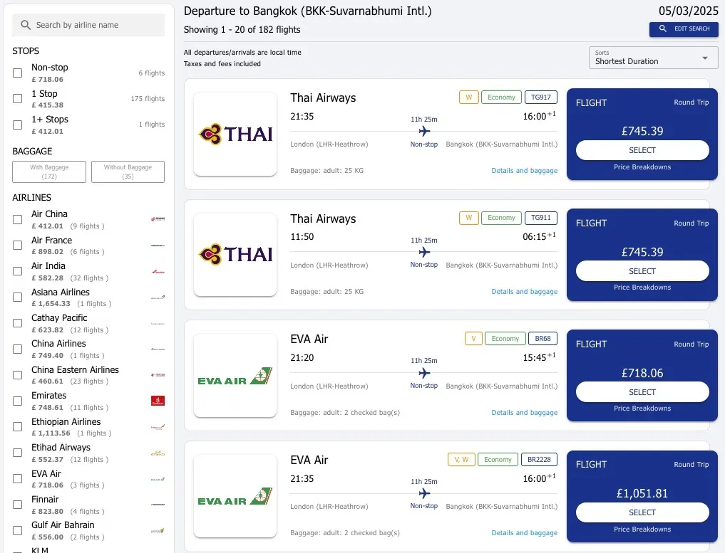 Flight booking engine