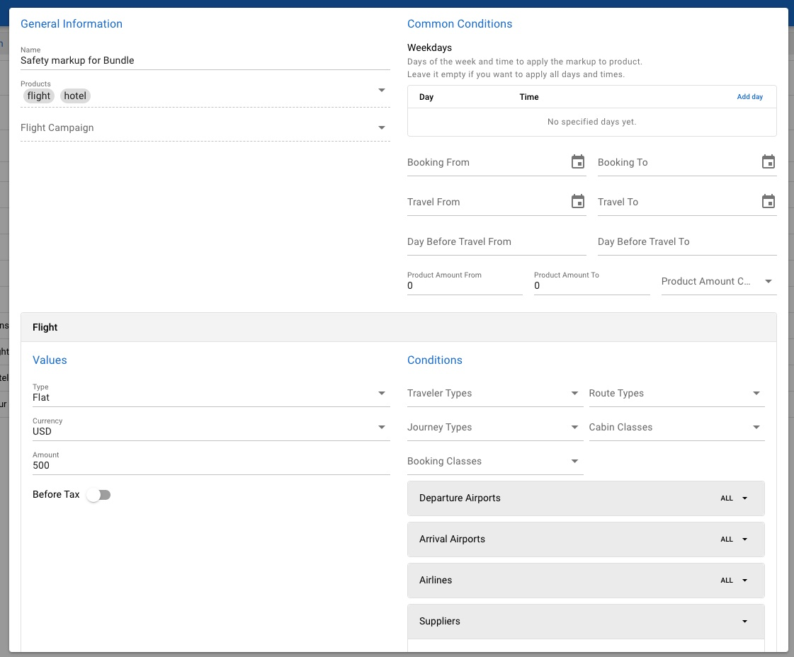 Markup and revenue management