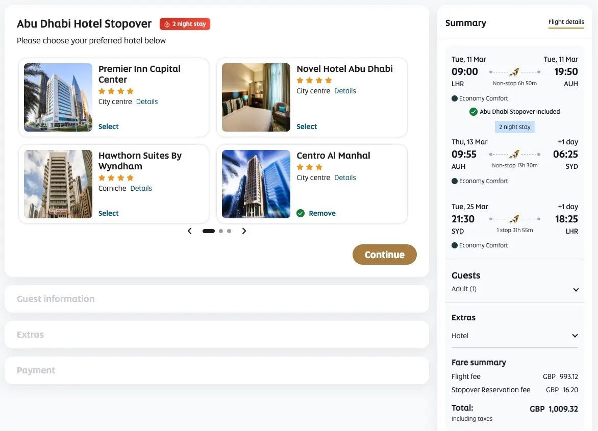 Stopover booking platform overview