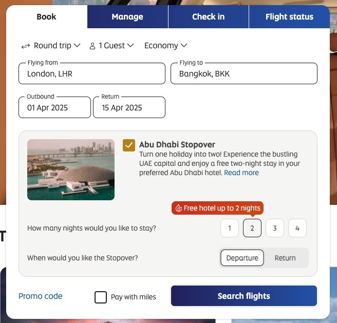 Stopover experience options