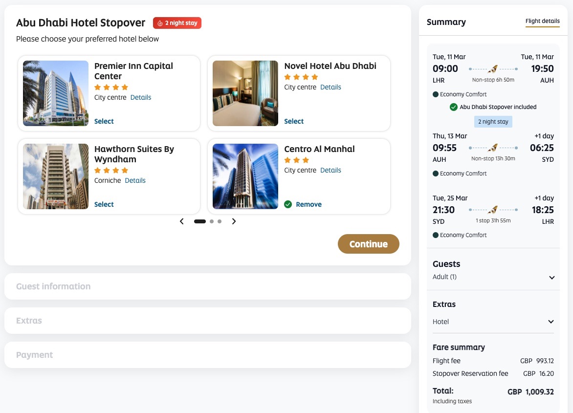 Stopover booking platform overview